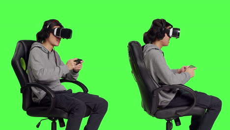 Gamer-enjoys-video-games-with-vr-headset